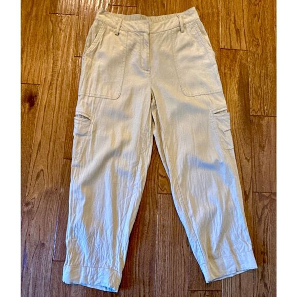 Rachel Zoe Linen tan cropped cargo pants size 8 - Picture 10 of 10
